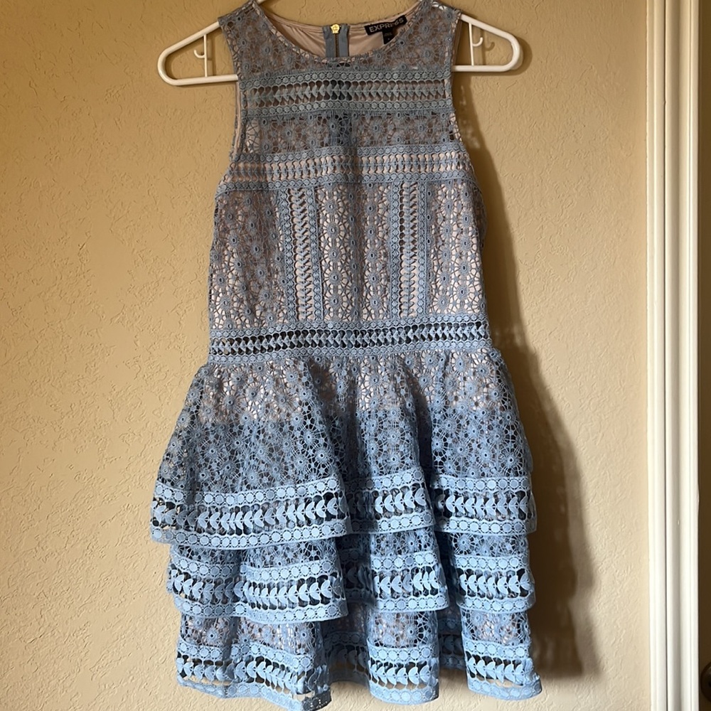 Express blue lace mini dress